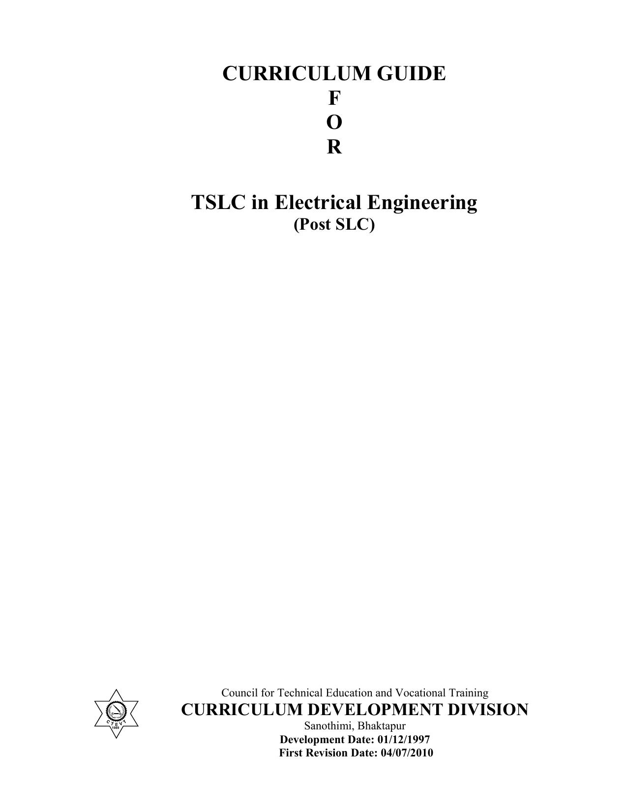 TSLC in Electrical engineering Post SLC, 2010